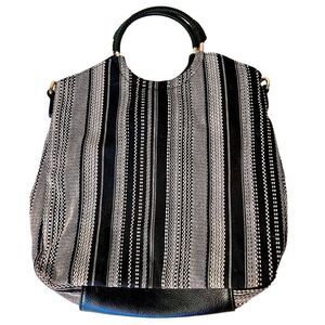 Sole Society Nordstrom Womens Black & White Handbag Tote Boho Purse